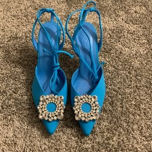 Brand New Rhinestone Lace-up Heels🩵